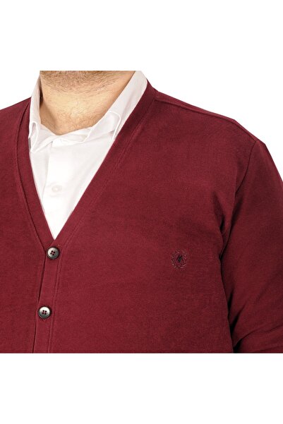 ModeXL Mode Xl Large Size Men's Cardigan Vanize Thessaloniki Buttoned 20548 Claret Red