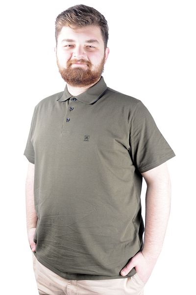 ModeXL Mode Xl Μπλουζάκι μεγάλου μεγέθους Polo Lycra Μονό Ζέρσεϊ Κέντημα 21554 Χακί