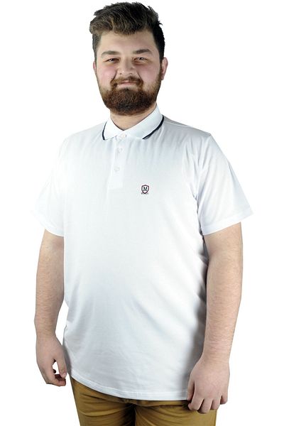 ModeXL Mode Xl Μπλουζάκι Polo Lycra Μονό Ζέρσεϊ Κέντημα 21554 Λευκό