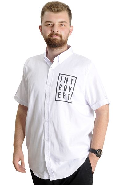 ModeXL Ανδρικό πουκάμισο Gabardine μεγάλου μεγέθους Mode XL INTROVERT 23304 Λευκό