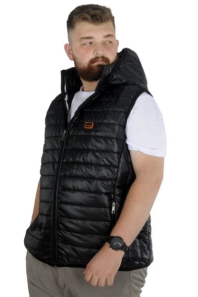 ModeXL Mode Xl Μεγάλο Μέγεθος Γιλέκο Καπιτονέ κουκούλα 22600 Μαύρο