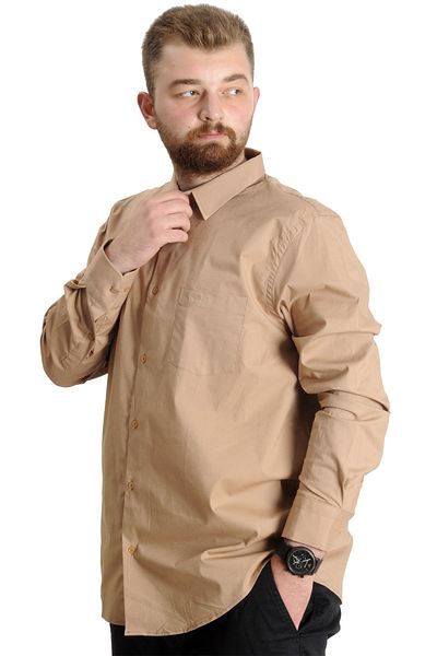 ModeXL Mode XL Plus Size Ανδρικό Ukol Pocket Lycra Poplin 20350 Καφέ