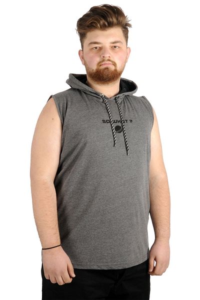 ModeXL Mode Xl Ανδρική αμάνικη κουκούλα μεγάλου μεγέθους So What 21126 Antramelange