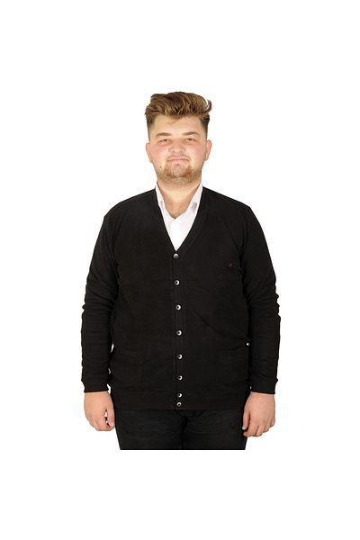 ModeXL Mode XL Plus Size Ανδρική Ζακέτα Vanize Selanik με κουμπιά 20548 Μαύρο