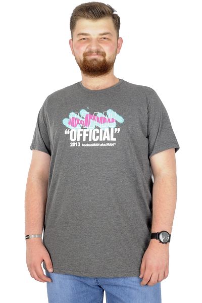 ModeXL Mode Xl Μπλουζάκι μεγάλου μεγέθους Bis Neck Man Official 22192 Anthracemalange