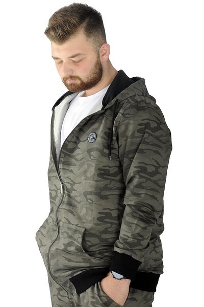 ModeXL Mode Xl Ανδρικό Φούτερ με κουκούλα καμουφλάζ με φερμουάρ 22546 Χακί