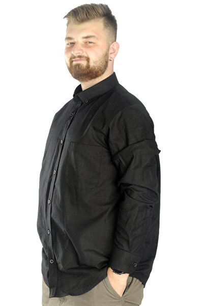 ModeXL Чоловіча лляна сорочка з кишенями Mode Xl Plus Size 20386k Black