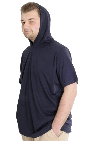 ModeXL Ανδρικό μπλουζάκι Mode Xl Plus Size με κουκούλα κοντό μανίκι 23118 Navy Blue