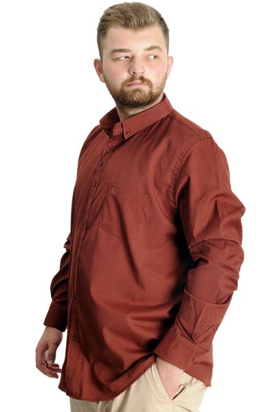 ModeXL Mode Xl Large Size Men's Shirt with U.Sleeve Pocket Oxford 20366 Plum