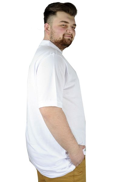 ModeXL Mode Xl Oversize Ανδρικό μπλουζάκι Polo γιακά με κέντημα Classic Pique 20553 Λευκό