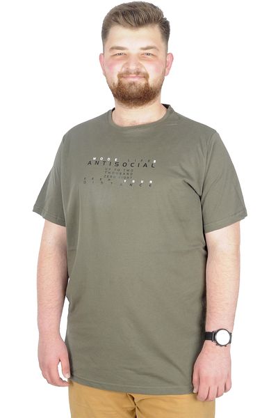 ModeXL Mode Xl Μπλουζάκι μεγάλου μεγέθους Bis Collar Antisocial 22187 Χακί