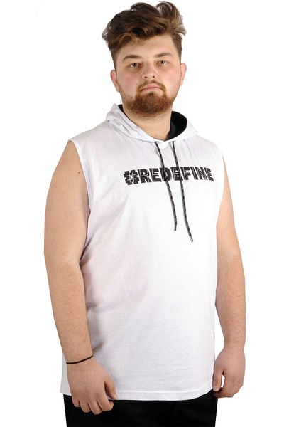 ModeXL Mode Xl Ανδρική αμάνικη κουκούλα μεγάλου μεγέθους Redefine 21127 Λευκό