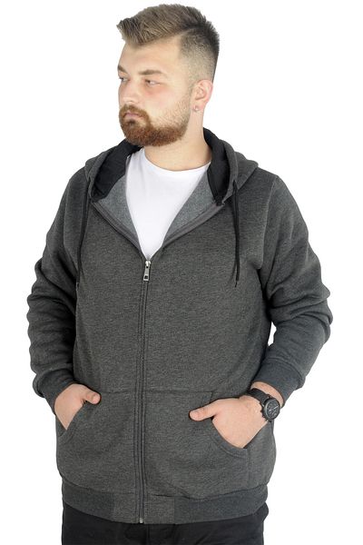 ModeXL Mode Xl Plus Size Ανδρικός ιδρώτας με φερμουάρ Basic 20543 Antramelange