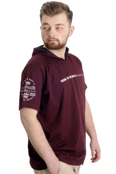 ModeXL Mode Xl Ανδρικό T-shirt με κουκούλα Born To Be Wild 23122 Plum