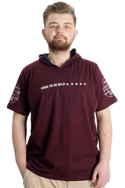 ModeXL Mode Xl Ανδρικό T-shirt με κουκούλα Born To Be Wild 23122 Plum