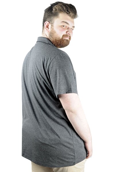 ModeXL Mode Xl Μπλουζάκι μεγάλου μεγέθους Polo Lycra Μονό Ζέρσεϊ Κέντημα 21554 Anthracite