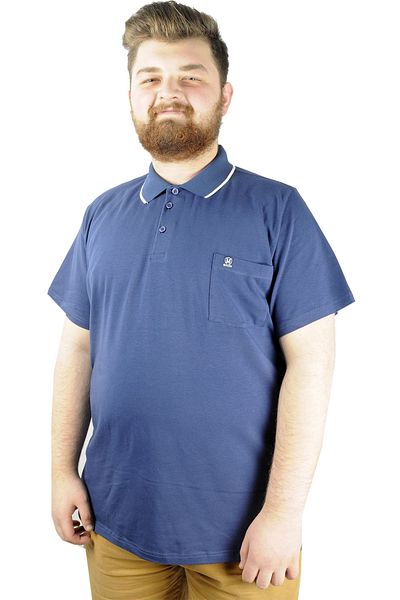 ModeXL Μπλουζάκι Mode Xl μεγάλου μεγέθους Polo Lycra με τσέπη μονό ζέρσεϋ 21558 Indigo