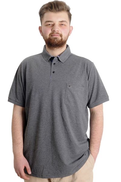 ModeXL تيشيرت رجالي مقاس كبير من Mode Xl بياقة بولو وجيب كلاسيكي بيكيه 20552 أنثراملانج