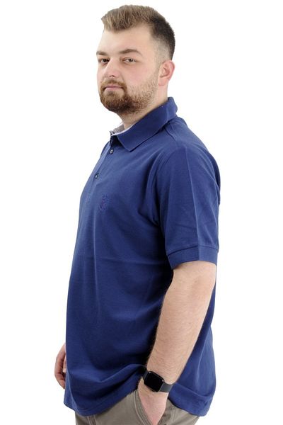 ModeXL Mode XL Oversize Ανδρικό μπλουζάκι πόλο με κέντημα με λαιμόκοψη Classic Pique 20553 Indigo