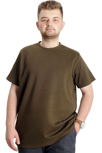 ModeXL Ανδρικό μπλουζάκι Mode XL Plus Size με λαιμόκοψη INTERLOK 23162 Χακί