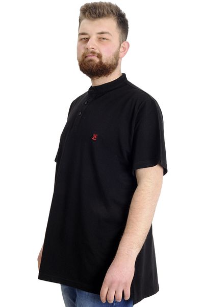 ModeXL Ανδρικό μπλουζάκι Mode Xl μεγάλου μεγέθους Judge Collar Md Logo 22326 Μαύρο