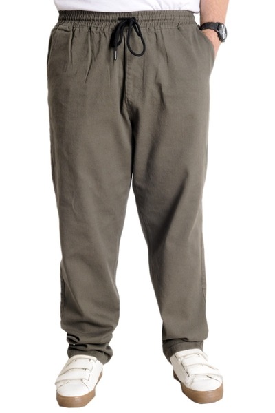 ModeXL Ανδρικό παντελόνι Gabardine Cargo Jogger Mode Xl Plus Size Doğa 21928 Χακί