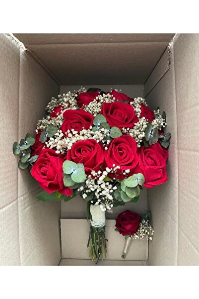 CocoDesign Gelin El Çiçeği Gelin Buketi Damat Yaka Çiçegi Ile Birlikte