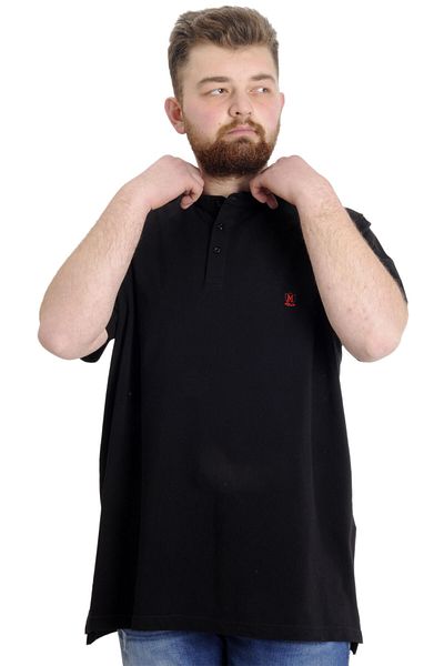 ModeXL Ανδρικό μπλουζάκι Mode Xl μεγάλου μεγέθους Judge Collar Md Logo 22326 Μαύρο
