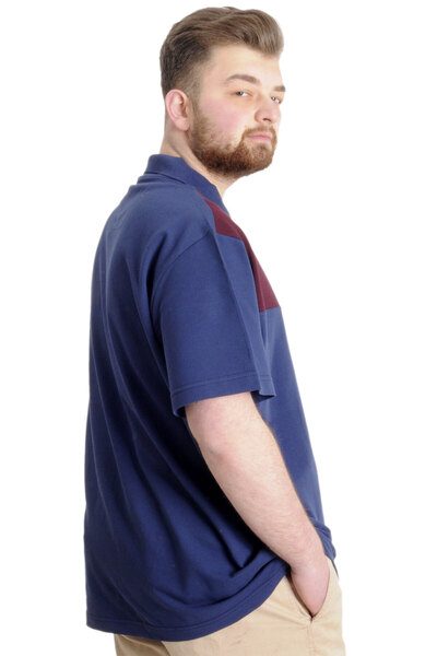 ModeXL Ανδρικό μπλουζάκι Mode Xl Plus Size Polo Fragmented 23325 Indigo