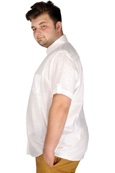 ModeXL Λινό λύκρα πουκάμισο Mode Xl μεγάλου μεγέθους με τσέπη 20389