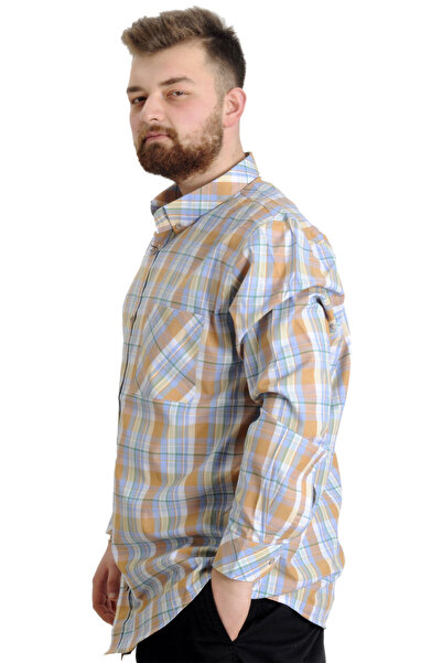 ModeXL Mode Xl Plus Size Ανδρικό πουκάμισο καρό μακρυμάνικο 23300 πράσινο