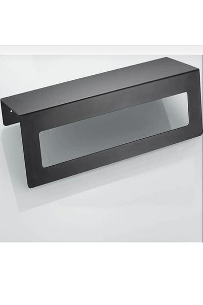 Nilüfer Design Μαύρο Μοντέρνο Μεταλλικό - Πετσέτα μπάνιου με ράφι και κρεμαστό χαρτί υγείας