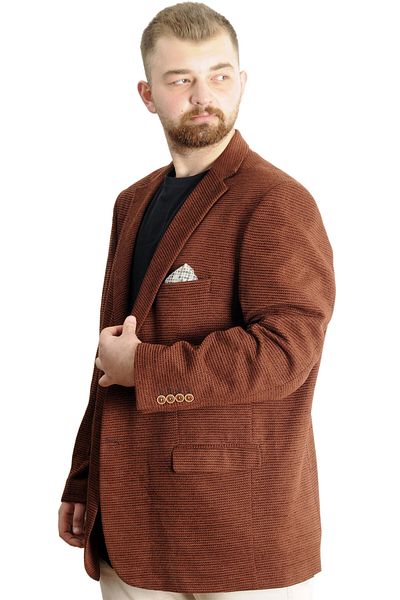 ModeXL Ανδρικό κλασικό μπουφάν Mode XL Plus Size Mono Collar 23025 Tan