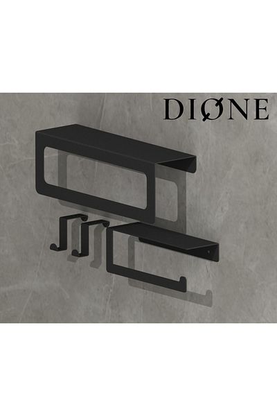 Dione Store , Μεταλλική θήκη για πετσέτες, κρεμάστρα πλάτης και θήκη χαρτιού υγείας - Σετ κρεμάστρα πόρτας 3 τεμαχίων