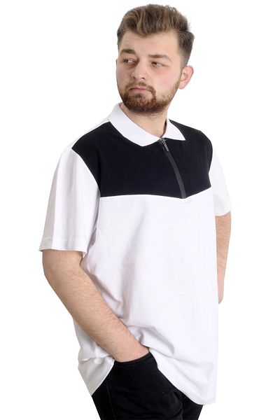 ModeXL Ανδρικό μπλουζάκι Mode Xl Plus Size Polo Fragmented 23325 Λευκό