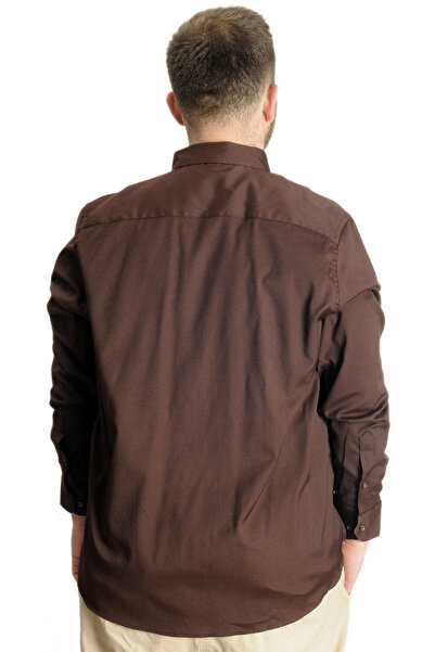 ModeXL Ανδρικό πουκάμισο μεγάλου μεγέθους Mode Xl με U.Sleeve Pocket Oxford 20366 καφέ