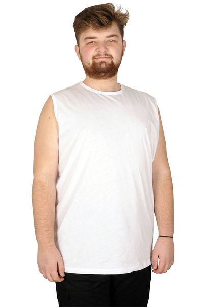 ModeXL Mode Xl Oversize Ανδρικό αμάνικο μπλουζάκι απλό 20003 Λευκό