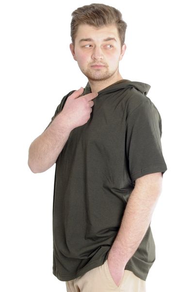 ModeXL Mode Xl Ανδρικό T-shirt με κουκούλα κοντό μανίκι 23118 Χακί