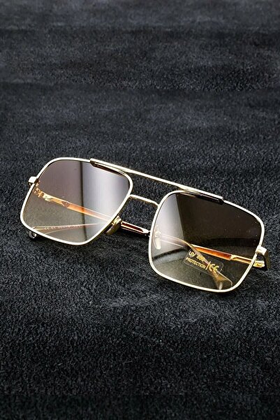 BLUE MOON GLASSES Reynmen Unisex Pilot Model Gold Çerçeve Kahvereni Degrade C...