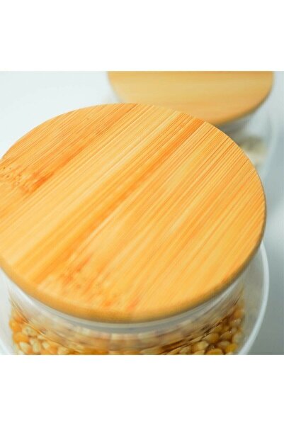 Karçiçeği Home 6'lı Bambu Kapaklı Vakumlu Cam Kavanoz - Baharat Takımı 935 Ml
