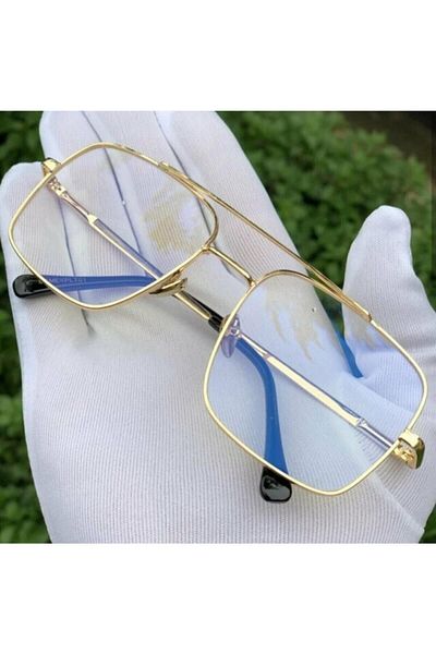 BLUE MOON GLASSES Reynmen Model Transparent Glass Gold Framed UV400 Protected Pilot Sunglasses