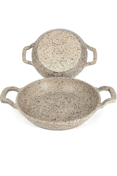 OMS 3729 - 2 Parça - Döküm, Bio Granit, ( 18 Ve 22 Cm ) Sahan Seti, Kum Beji ...