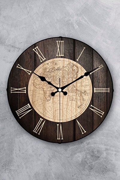 EMORES 36cm Wood Look Real Bombe Glass Acar Seconds Silent Mechanism Διακοσμη...