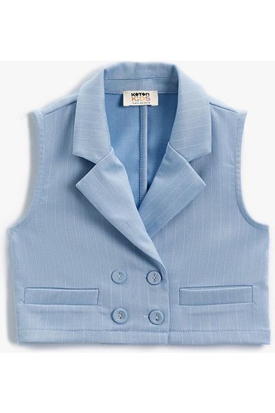 Koton Kids Double Breasted Collar Button Closure Cotton Crop Vest