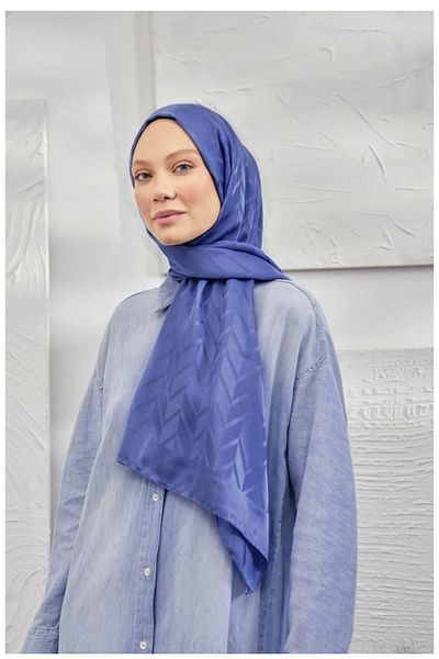 ARMANDA Italian Jacquard Zigzag Pattern Indigo