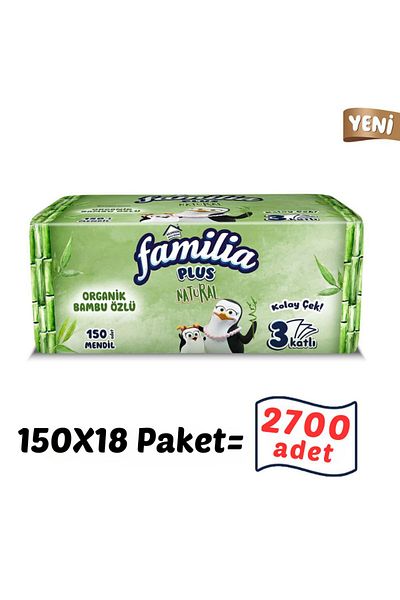 Familia Plus Natural Check Wipes - 2700 pieces, 18 packs, 150 pieces (18 PACK X 150 SHEETS)