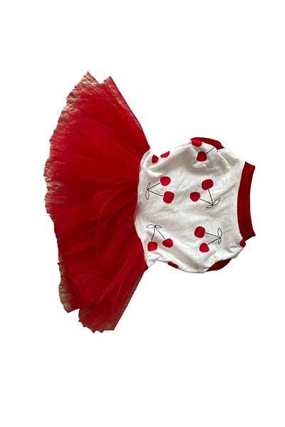 Barneystore Combed Cotton Tutu Dress - Cat Dog and Cherry Pattern