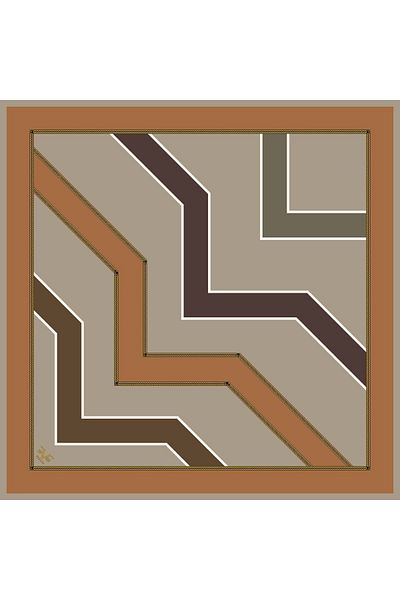 19V69 ITALIA Set de eșarfe din twill de nurcă cu model geometric 90x90 cm cu curea din seria aurie și set cadou