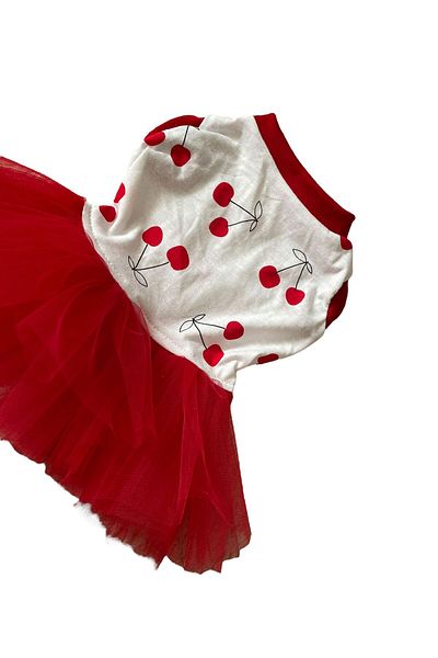 Barneystore Combed Cotton Tutu Dress - Cat Dog and Cherry Pattern