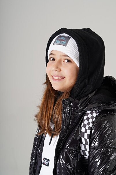 Cosy Club Shop Kız Çocuk Siyah Polar Balaklava Rüzgar Geçirmez Sıcak Tutan Ka...